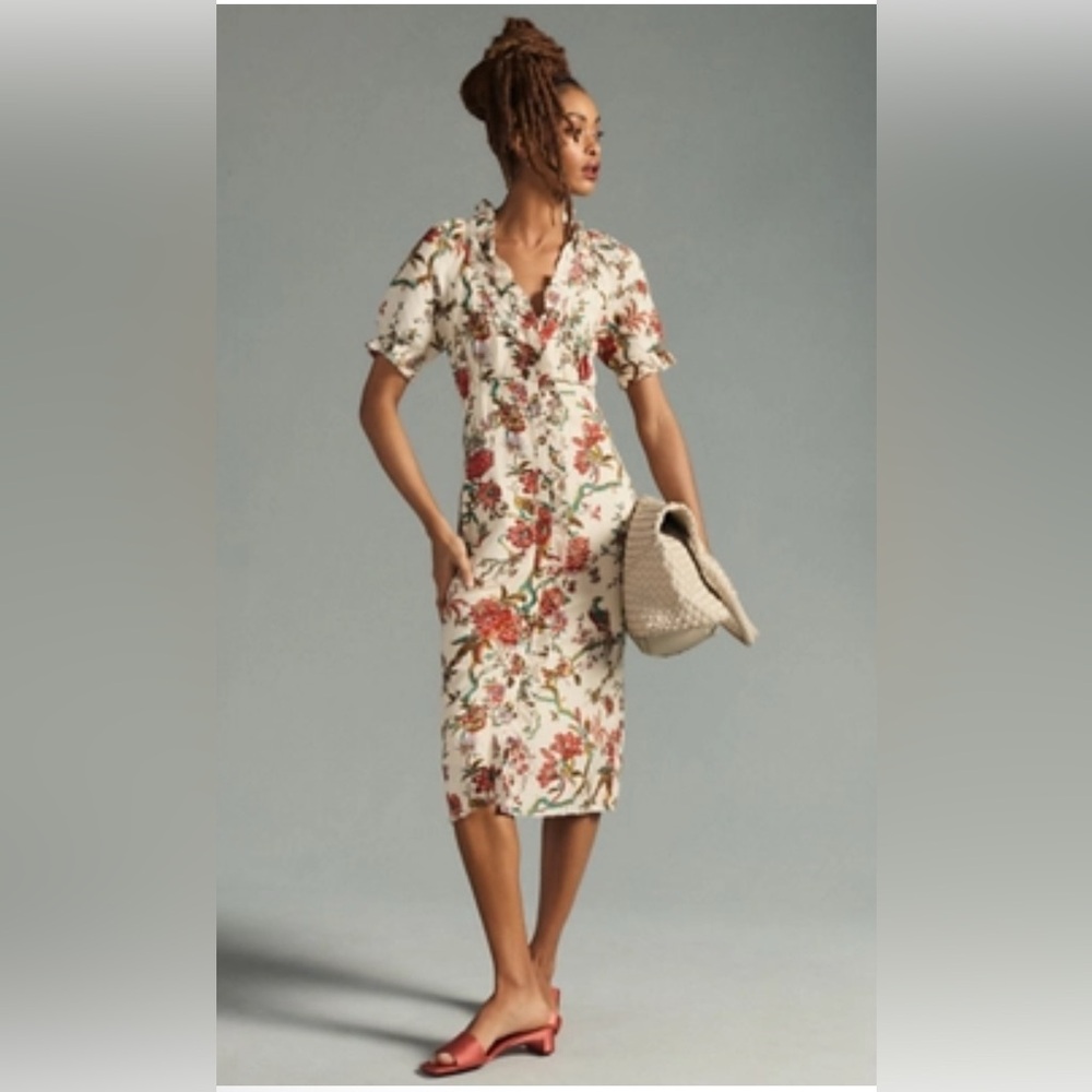 Pilcro Floral Ruffle Shirt Dress